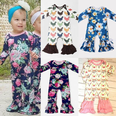 

UK Toddler Baby Girls Clothes Long Sleeve Flower Ruffle Romper Jumpsuit Outfits