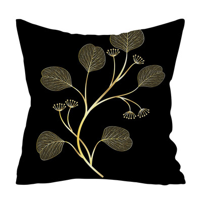 

〖Follure〗Gold Plant Printed Polyester Pillow Case Cover Sofa Cushion Cover Home Decor A
