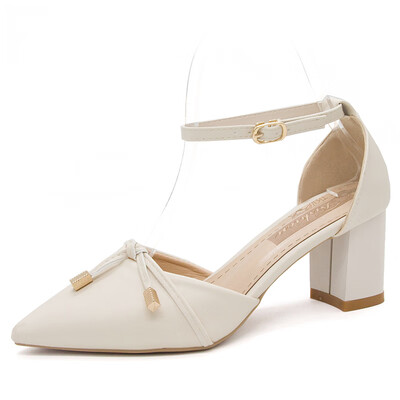 

In summer Korean version of Joker pointed shoes women chic thick with red Joker fairy high heels tide