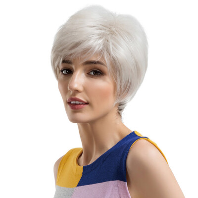 

〖Follure〗Black Gradient BeigeSilver Short Hair Womens Fashion Synthetic Wig