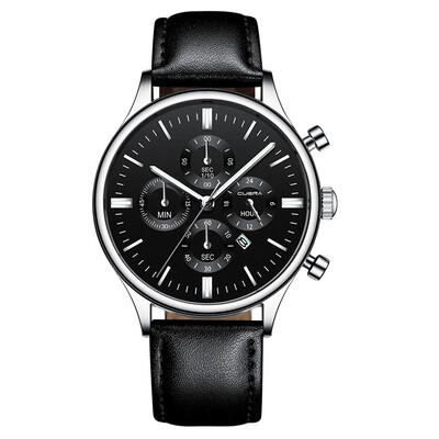 

Gobestart Fashion Sport Mens Stainless Steel Case Leather Band Quartz Analog Wrist Watch