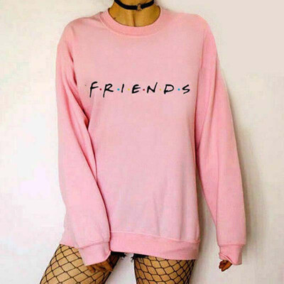 

Womens FRIENDS Print Hoody Sweatshirt Slouch Pullover Sweater Jumper Tops