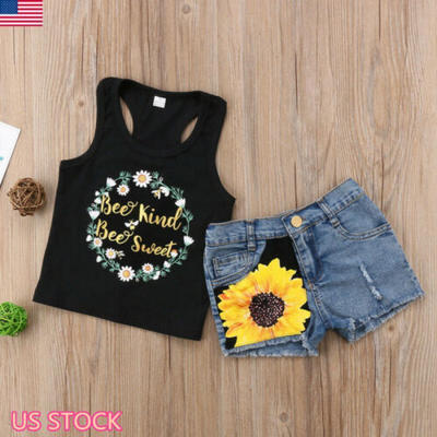 

USA Newborn Infant Kids Baby Girl Sweet Floral Tops Shorts Pants Clothes Outfits