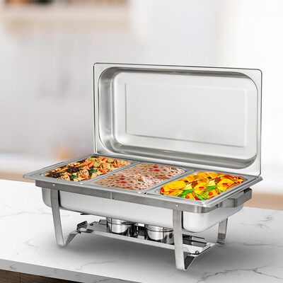 

Ktaxon 8 Quart Full Size Chafing Dishes Buffet Food Grade Stainless Steel Catering Chafer Warmer Set for Weddings Parties