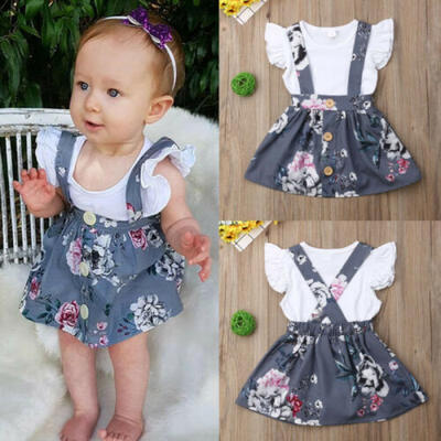 

UK Infant Baby Girl Ruffle Top Romper Floral Tutu Skirt Dress Clothes Outfit Set