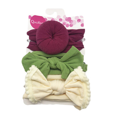 

3Pcs Baby Infant Hairband Turban Bow Soft Hair Band Headwear Gift Girls Colorful