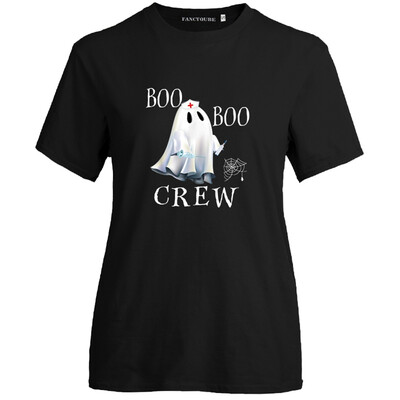 

New Fashion Halloween Casual Unisex T Shirt Boo Boo Crew Letter Printed Graphic Tee Tops For Men Women