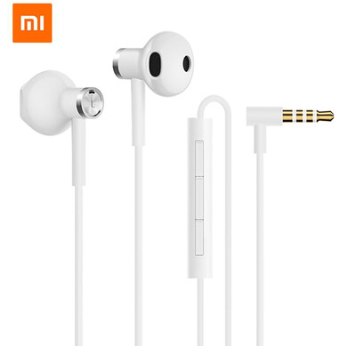 

Original Xiaomi Mi Dual Driver Earphone Half-In-Ear Dynamic piezoCeramic Hybrid DC MEM Mic Tenacity Wire Control L-Shape Plug
