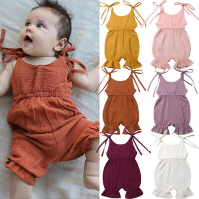 

Newborn Toddler Baby Girl Summer Solid Romper Bodysuit Jumpsuit Outfit Sunsuit