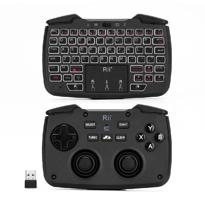 

Rii RK707 24GHz Wireless Game Controller Keyboard Mouse Combo with Touchpad White Backlit Turbo Vibration Function
