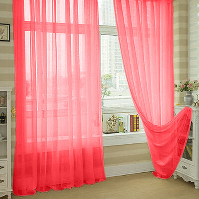 

Solid Color Window Curtain Flower Sheer Voile Tulle Valances for Bedroom
