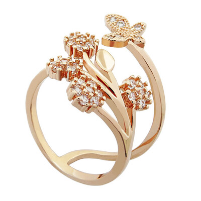 

Crystals Ring Rose Gold Color Zircon Ring Jewelry Engagement Silver Open Rings For Women Wedding