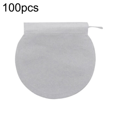 

100Pcs Disposable Round Teabag Strainer Drawstring Herb Tea Filter Paper Bags