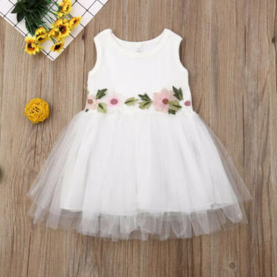 

UK Toddler Baby Girls Dress Floral Princess Lace Tutu Tulle Cocktail Dress 9M-4Y