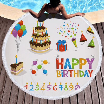 

Gobestart 1 PC Round Beach Pool Home Shower Towel Blanket Table Cloth Yoga Mat