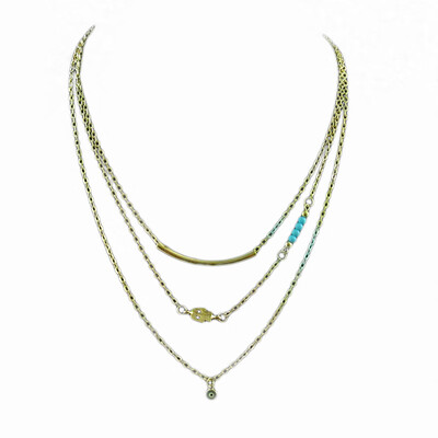 

Lady Chic Design Boho Hamsa Fatima Hand Eye Bead Turquoise Pendant Necklace