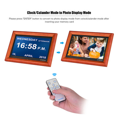 

Andoer 10 Inch Large Screen LED Digital Photo Frame Desktop Album 1280 800 HD Wooden Rim Supports Music Video Photo Clock Ca