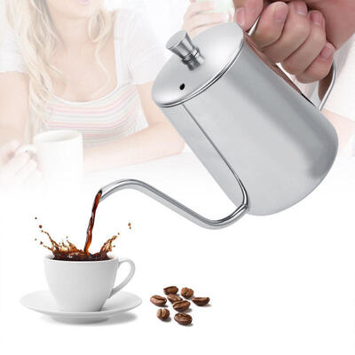 

Greensen 550ml Stainless Steel Long Gooseneck Coffee Pot Kettle with Lid for Home Kitchen Coffee Shop