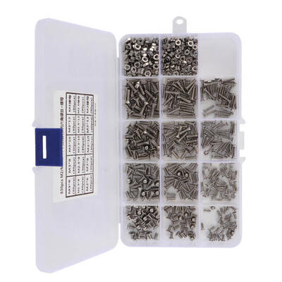 

Greensen 630pcs M3\M25\M2 Stainless Steel Hex Flat Head Screw&M3\M25\M2 Nut Set