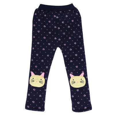 

Winter Kids Cloth-Cat Print Three Layers Thick Fleece Warm Leggings Pants