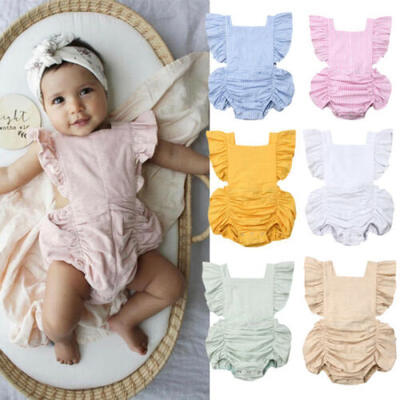 

Sweet Newborn Baby Girl Ruffle Romper Bodysuit Jumpsuit Clothes Outfits Sunsuit