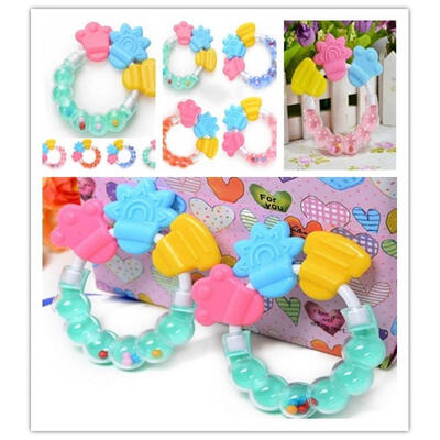 

New Infant Teething Circle Ring Fashion Bady Rattles Biting Toy Cute Kid Toy