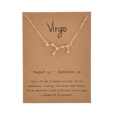 

Brown Card Fashion Jewelry Zodiac Crystal Star Sign 12 constellation Pendant Necklace For Women
