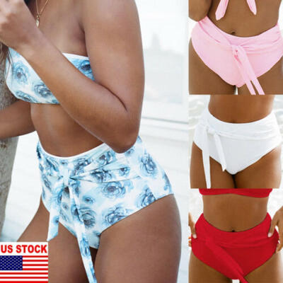 

Women Sexy Swimsuit High Waist Ruched Bikini Bottoms Swim Wear Briefs Panties US