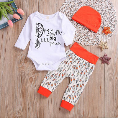 

Toddler Baby Girls Long Sleeve Bodysuit Tops Cotton Trousers Hat Outfit Clothes