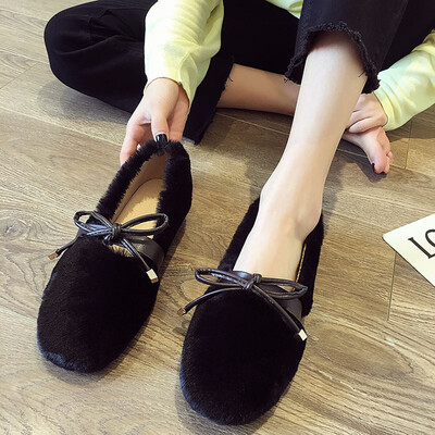 

Single shoe female autumn style Korean version ins tide bow ladle shoe leisure 100 sets of medium-mouth flat-soled beans shoes