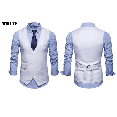 

Mens Formal Business Casual Dress Vest Suit Slim Fit Tuxedo Waistcoat Coat