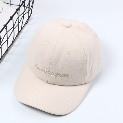 

Taobaos popular Korean hat suede velvet embroidered duck tongue cap spring sunshade cap baseball cap with curved eaves