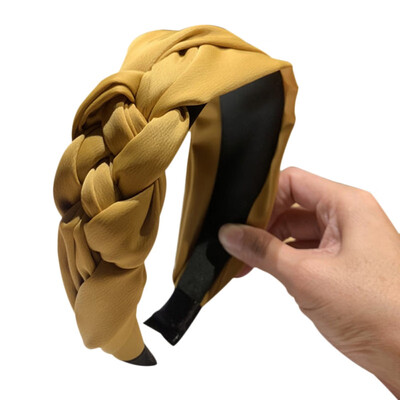

Solid Color Ladies Kawaii Hairband Headwear Women Twist Side Knot Wide-brimmed Headband