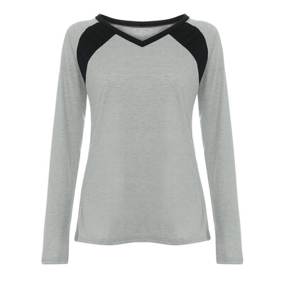

Nomeni Women Winter Casual V Neck Long Sleeve Pocket Blouse Tops T Shirt