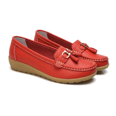 

Women Loafers Leather Oxford Slip On Walking Flats Anti-Skid Boat Shoes