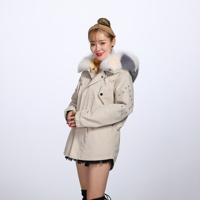 

QIU YAN 2019 new party to overcome female stars hair big hair collar pike short rabbit fur whole skin liner fur coat 9327