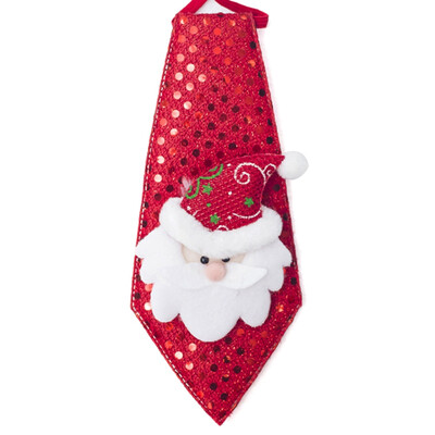 

New Christmas Children Sequins Decorated Tie Santa Claus Deer Snowman Kids Gifts