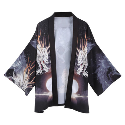 

Toponeto Fashion Mens Cardigan National Print Loose Jacket Yukata Coat Baggy Tops Summer