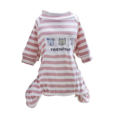 

Stripes Dog Clothes Jumpsuit Cute Four-legged Dog Coats Pet Fleece Apparel