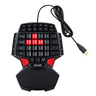 

47-Key Delux T9 Professional OneSingle Hand USB Wired Esport Gaming Keyboard with 3-level LED Backlit Illuminated Backlight