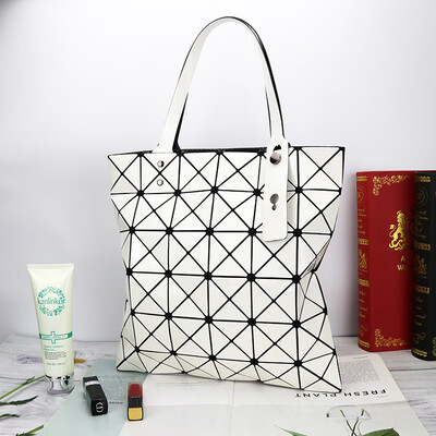 

Glossy PU Fashion Miyake Geometric Rhombus Portable Womens Bag 6 Folding Variety Shoulder Bag