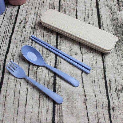 

Cutlery Set Wheat Straw Fork Travel Portable Camping Picnic Chopsticks Spoon Fork