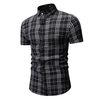 

Fashion Mens Summer Casual Dress Shirt Mens Plaid Short Sleeve Shirts Tops Tee