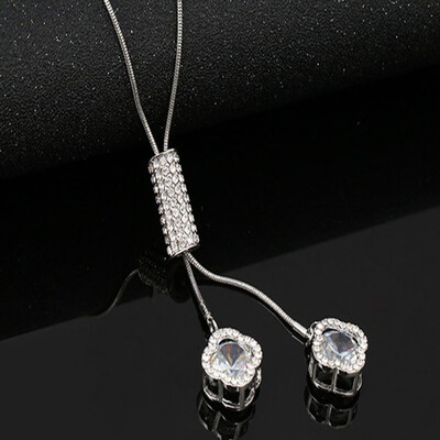 

1PC 2019 Fashion Alloy Imitation Crystal Necklace Plant Flower Pendant Chain Necklace For Girlfriend Gift