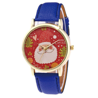 

New Christmas Ornaments Elderlyhat Pattern Leather Band Analog Quartz Vogue Watches Xmas Decoration Navidad 2018 Envio Gratis