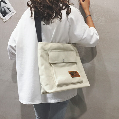 

Popular female bag 2019 new fashion big bag canvas bag wild foreign air shoulder bag large capacity ins Messenger bag