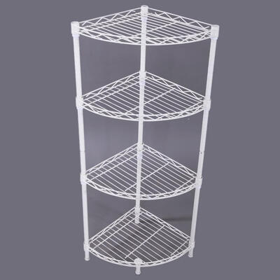

XM-243W Fan-shaped Carbon Steel Metal Assembly 4-Tier Storage Rack Ivory White