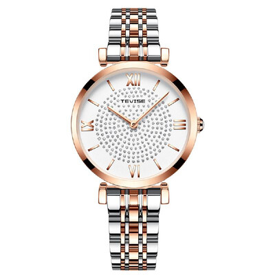 

TEVISE T09 Women Watches Feminine Waterproof Sport Quartz Watch Full Steel Military Watch Women Girl Clock for Female