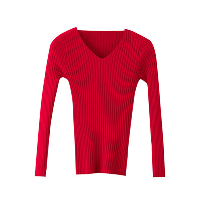 

Autumn Winter Sweaters Knitted Sweater Women Office Vintage Pullover White With Black Sweater Women V Neck Sweater Female Korean