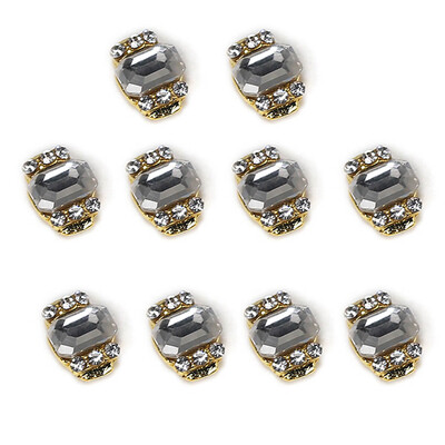 

10Pcs 3D Luxury Shining Diamond Rhinestone Alloy Nail Art Decors Charming Fashionable DIY Distinctive Nail Art Gems